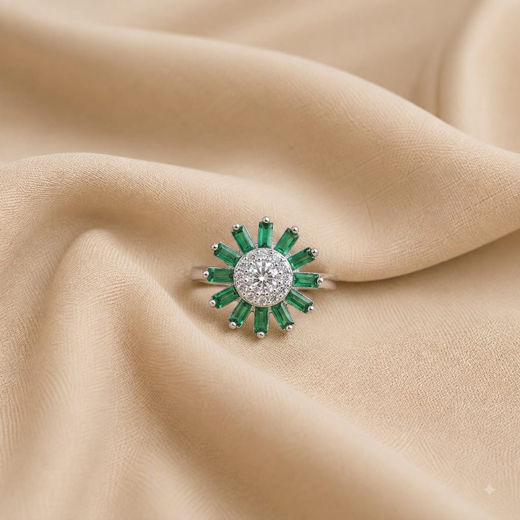 FLOWER DESIGN SILVER 92.5 RING