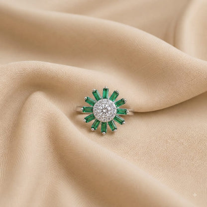 FLOWER DESIGN SILVER 92.5 RING