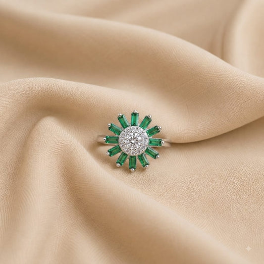 FLOWER DESIGN SILVER 92.5 RING