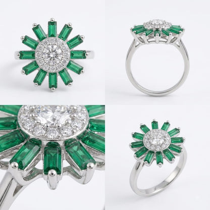 FLOWER DESIGN SILVER 92.5 RING