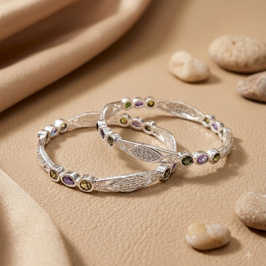 BEAUTIFULL STONE SILVER BANGLE