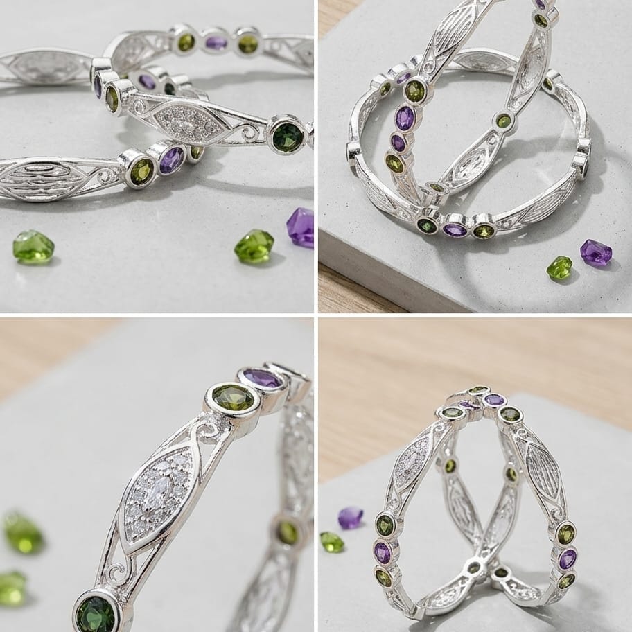 BEAUTIFULL STONE SILVER BANGLE